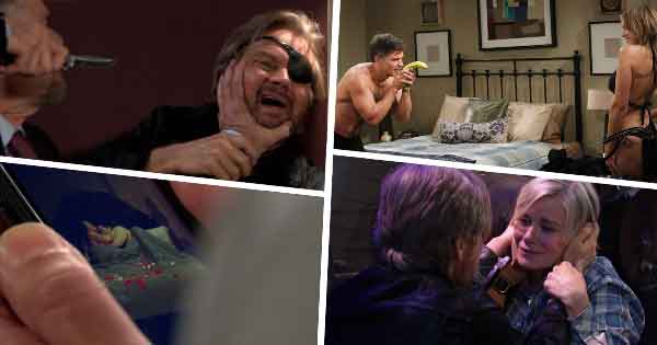 DAYS Week of April 10, 2023: Bo kidnapped Steve and reunited him with Kayla. E.J. told Stefan he had sent a picture to Li. Talia drugged dough, which caused hallucinations and loose inhibitions.