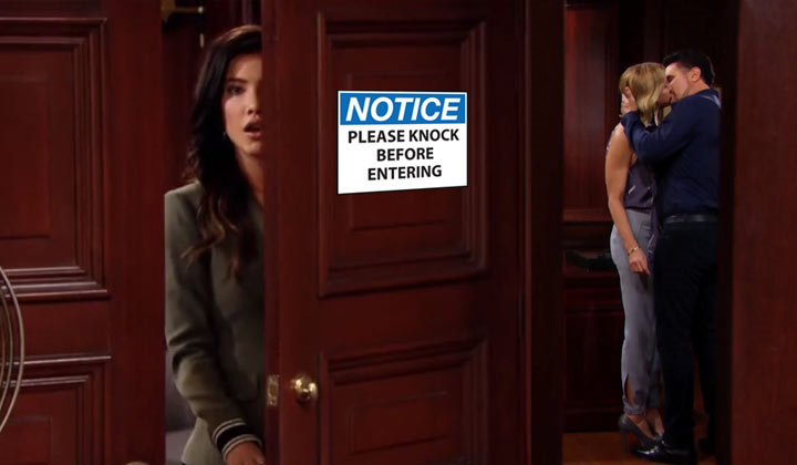Steffy spies on Bill and Brooke kissing