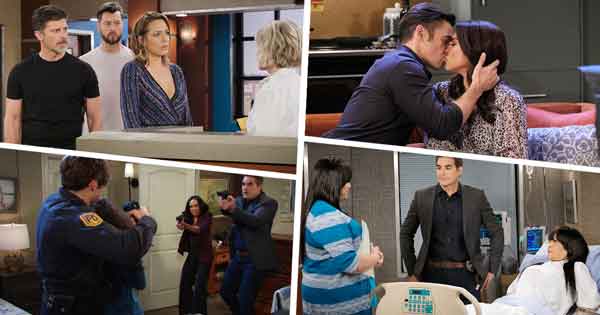 DAYS Week of June 5, 2023: Megan convinced Dimitri to woo Gwen. A doctored paternity test ruled out Eric as the father. Xander kissed Chloe. Abe was wary of Whitley. Kate asked Harris to kill Megan.