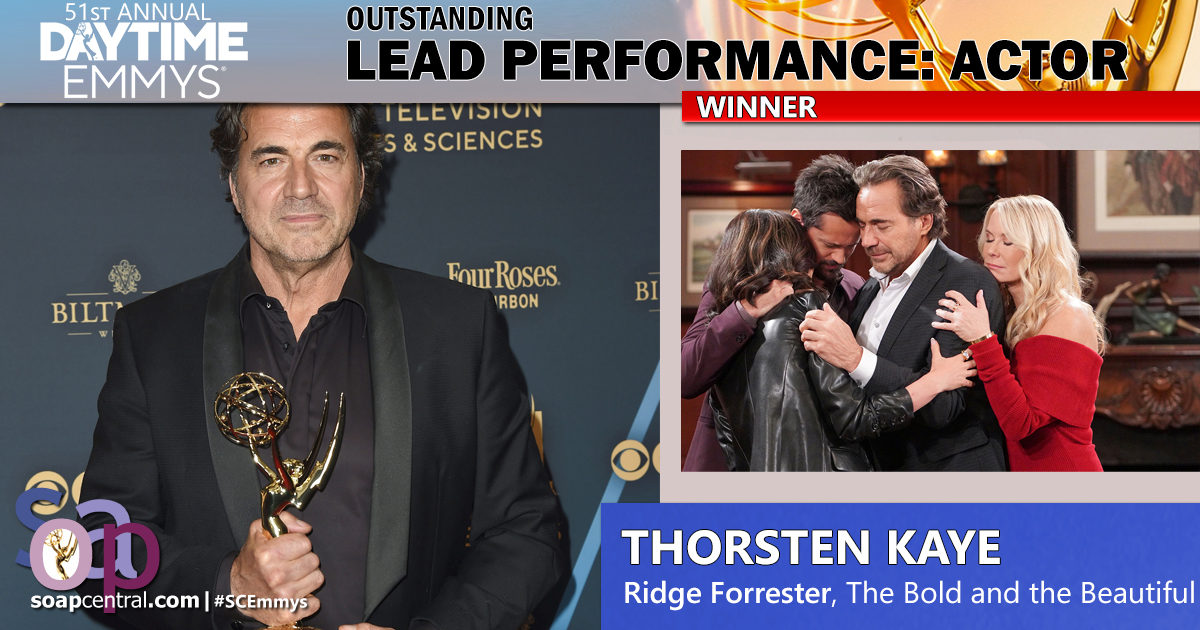 LEAD ACTOR: B&B's Thorsten Kaye nabs back-to-back wins
